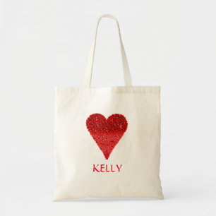 Personalised Colourful Red Heart Tote Bag