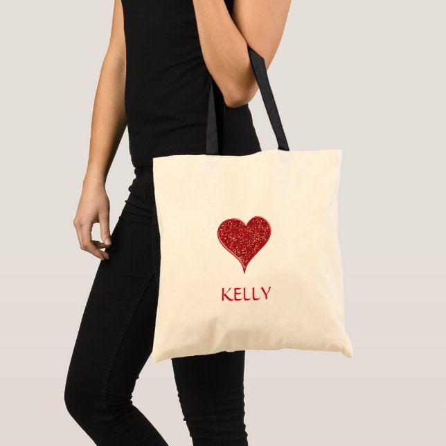 Personalised Colourful Red Heart Tote Bag (Front (Product))
