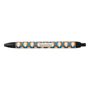 Personalised Colourful Retro Arch Rainbow Pattern Black Ink Pen