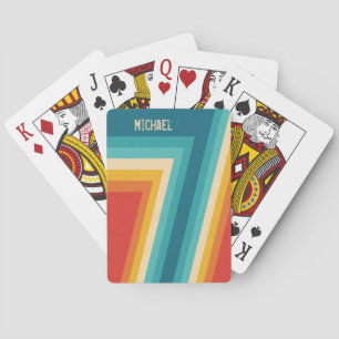 Personalised Colourful Retro Stripes - 70s, 80s Playing Cards
