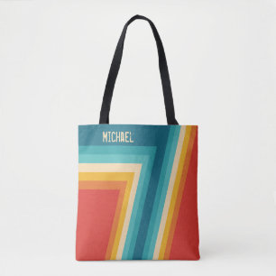 Personalised Colourful Retro Stripes - 70s, 80s Tote Bag