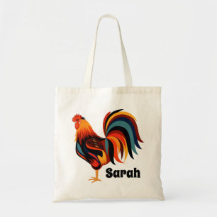Personalised Colourful Rooster Farm Tote Bag
