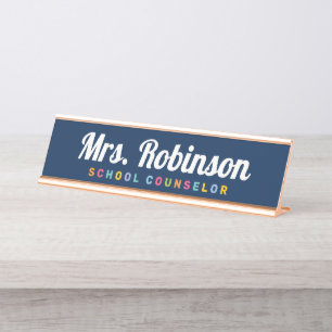 Personalised Colourful School Counsellor Desk Name Plate