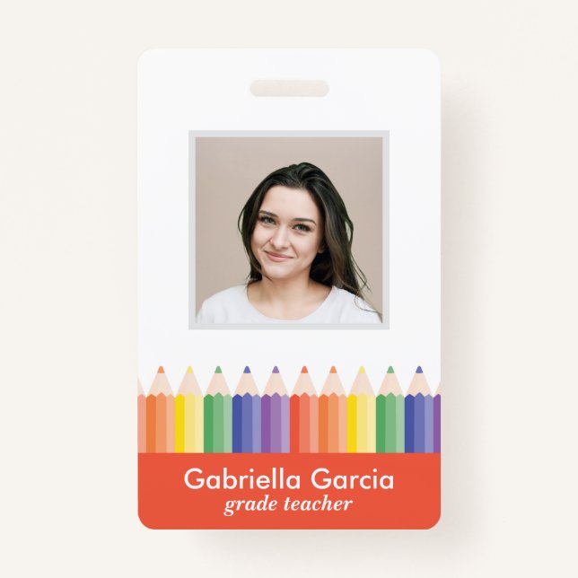 Personalised Colourful School Teacher Code ID badg ID Badge (Front)