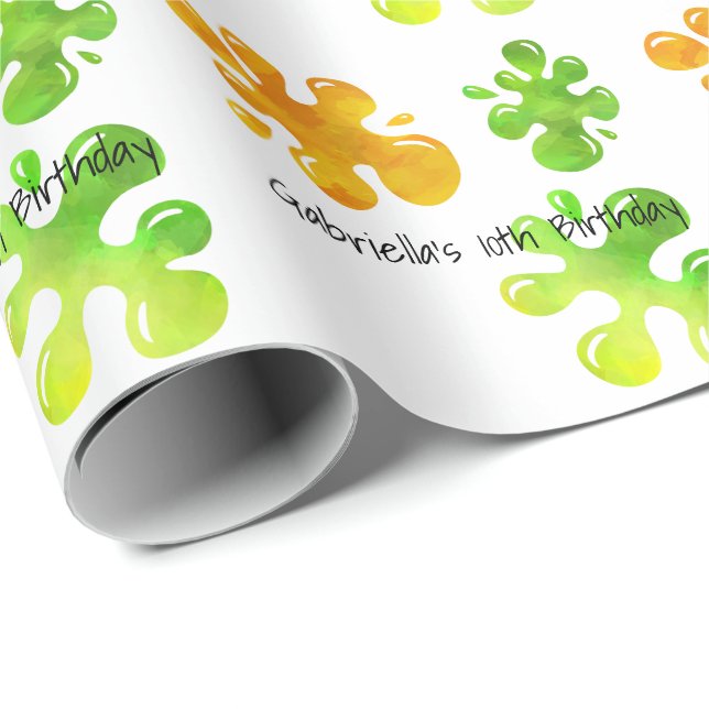 Personalised Colourful Slime Birthday Gift Wrap (Roll Corner)
