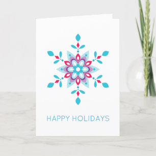 Personalised Colourful Snowflake Happy Holiday Card