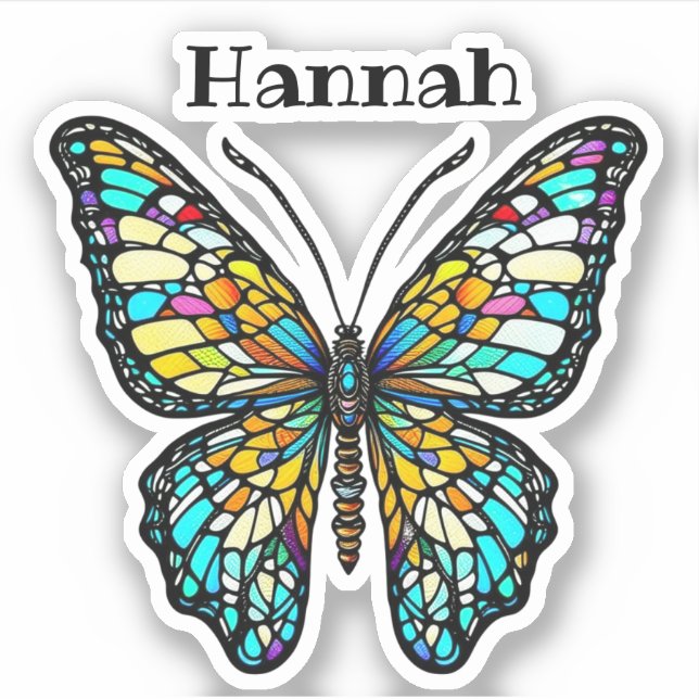Personalised Colourful Stained Glass Butterfly (Front)