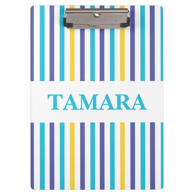 Personalised Colourful Stripes Pattern Clipboard (Front)