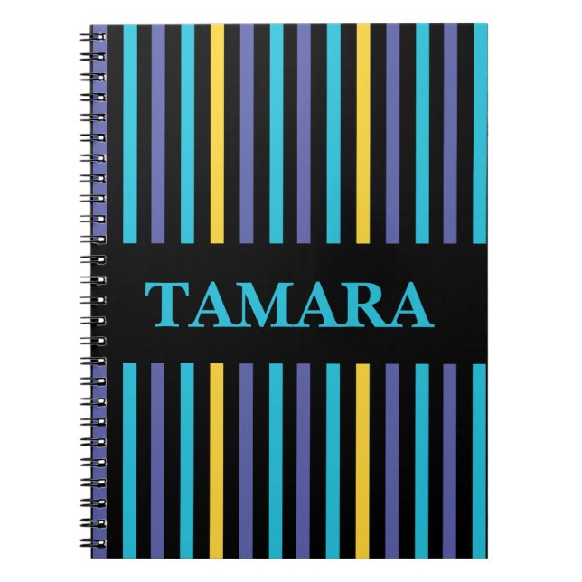 Personalised Colourful Stripes Pattern Notebook (Front)