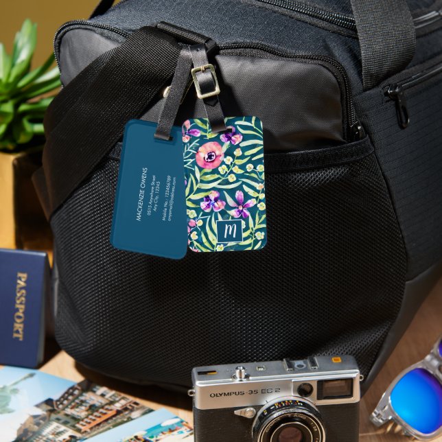 Personalised Colourful Summer Bloom Luggage Tag (Front & Back)