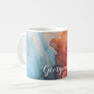 Personalised Colourful Sunset on Sea Alcohol Ink Coffee Mug