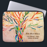Personalised Colourful Tree Beige Laptop Sleeve<br><div class="desc">This decorative laptop sleeve features a print of a rainbow coloured mosaic tree on a pale beige background. Add your name and business to personalise this case. Use the Customise Further option to change the text size, style or colour if you wish. Because we create our own artwork you won't...</div>