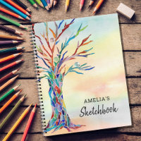 Personalised Colourful Tree Sketchbook