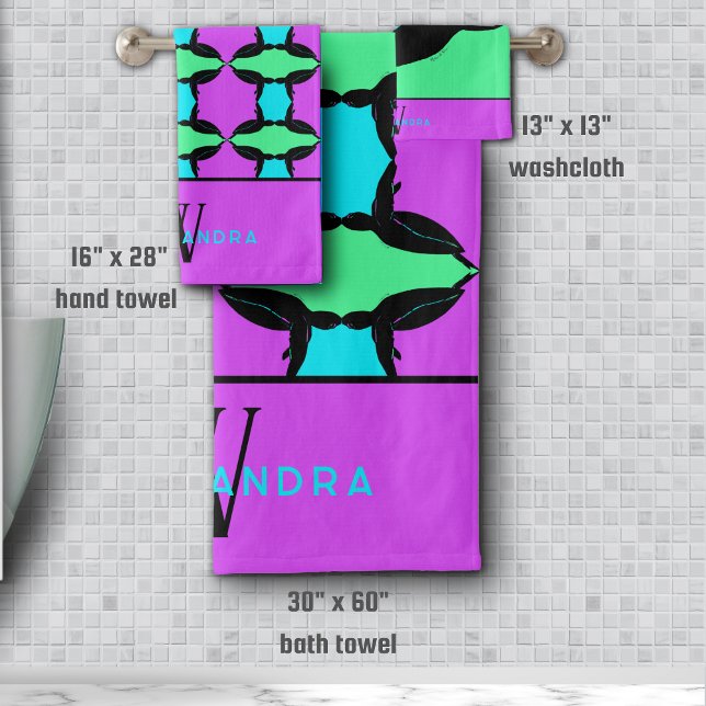 Personalised Colourful Tropical Sea Turtle Monogra Bath Towel Set (Creator Uploaded)