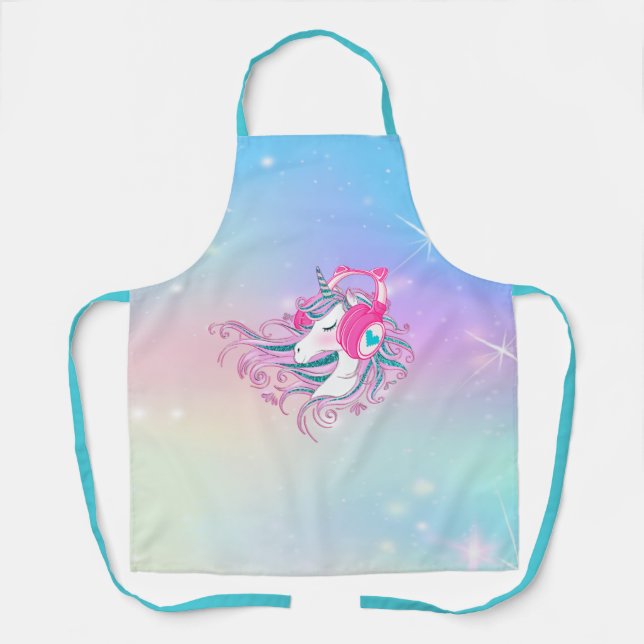 Personalised Colourful Unicorn Cute Apron (Front)