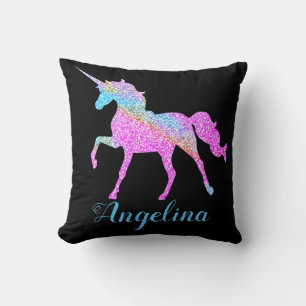 Personalised Colourful Unicorn Throw Pillow