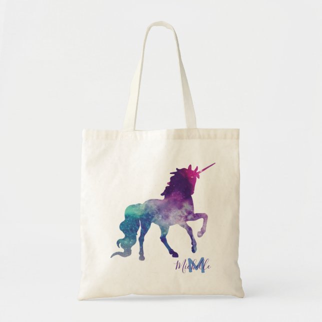 Personalised Colourful Universe Unicorn Tote Bag (Front)