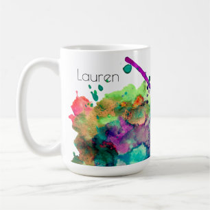 Personalised Colourful Watercolor Paint Splatter 3 Coffee Mug