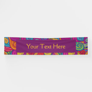 Personalised Colourful Wavy Stripe Swirls Pattern Banner