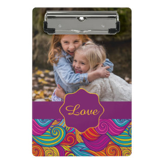 Personalised Colourful Wavy Stripe Swirls Pattern Mini Clipboard