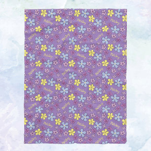 Personalised Colourful Wildflowers Purple Baby Gir Fleece Blanket