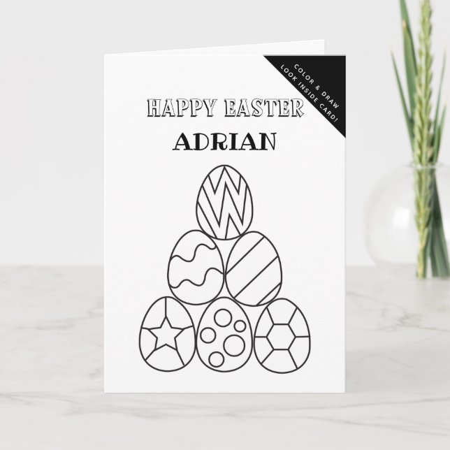Personalised Colouring & Drawing Easter Activity Holiday Card (Front)