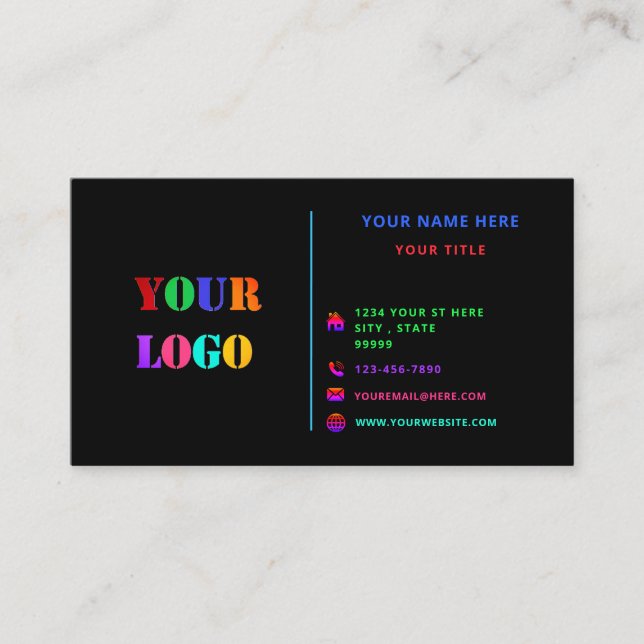Personalised Colours Your Business Card with Logo (Front)