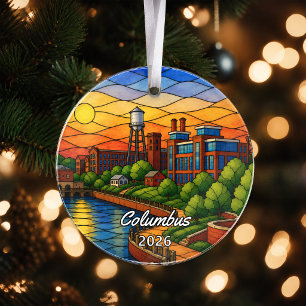 Personalised Columbus Acrylic Ornament, Custom Geo Ornament