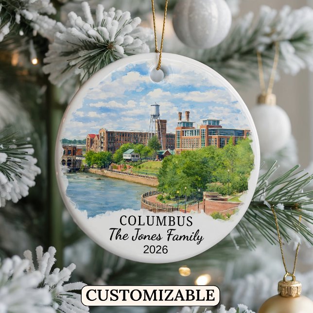 Personalised Columbus Ornament, Custom Georgia Ceramic Tree Decoration (Creator Uploaded)