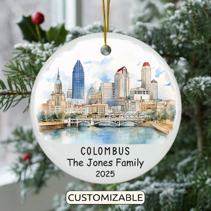 Personalised Columbus Ornament, Ohio Ceramic Tree Decoration