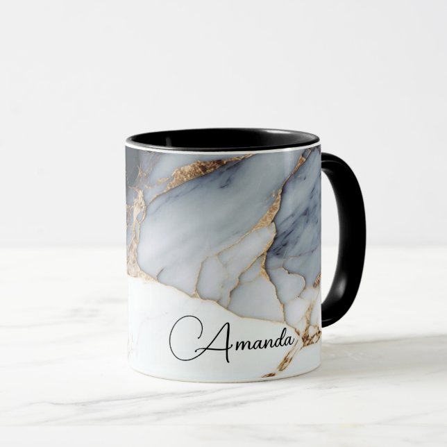 Personalised Combo Mug: Black, White, & Gold Mug (Front Right)
