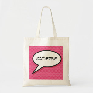 Personalised Comic Book Girly Pink Tote bag. Bag