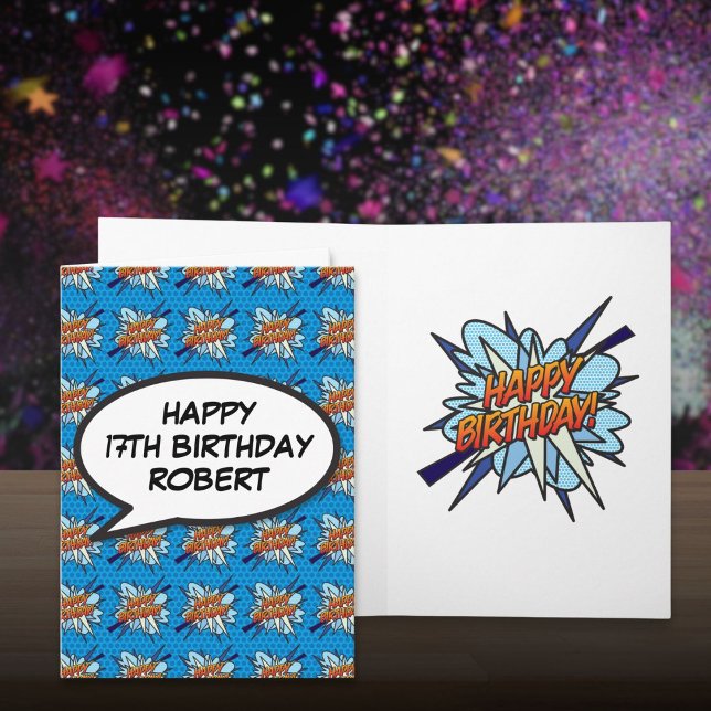 Personalised Comic Book HAPPY BIRTHDAY Blue Card (Personalized Comic Book HAPPY BIRTHDAY Blue Card)