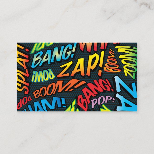 Personalised Comic Book Pop Art Sounds Business Card (Front)