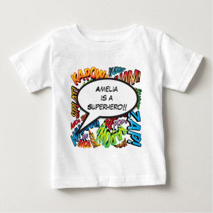 Personalised Comic Book Pop Art Speech Bubble Baby T-Shirt