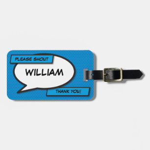 Personalised Comic Book Pop Art Speech Bubble Luggage Tag