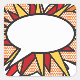 Personalised Comic Book Pop Art Speech Bubble Square Sticker
