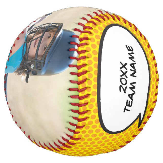 Personalised Comic Book Speech Bubble 2 Photo Softball (Angled)