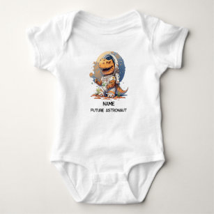 Personalised Comic Cartoon Dinosaur Astronaut Baby Baby Bodysuit