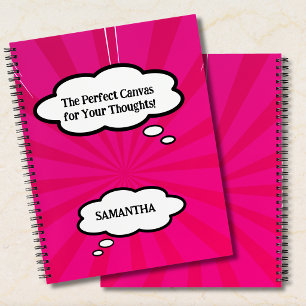 Personalised Comic Notebook Pink Pop Art Journal
