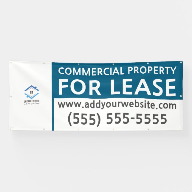 Personalised Commercial Property For Lease Blue Banner (Horizontal)