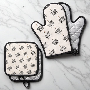Personalised Company Branded Custom Minimalist  Oven Mitt & Pot Holder Set