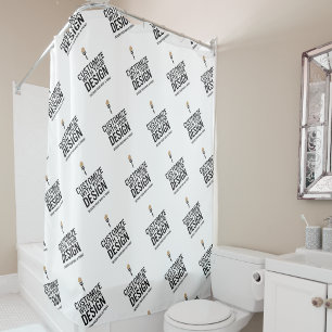 Personalised Company Branded Custom Minimalist  Shower Curtain