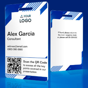 Personalised Company Employee Logo & QR Code ID Badge