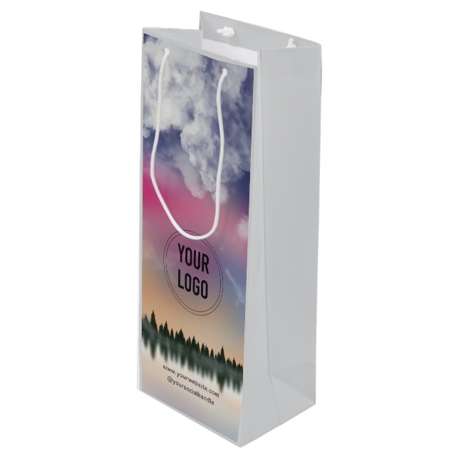 Personalised Company Logo | Promotional Business Wine Gift Bag (Front Angled)