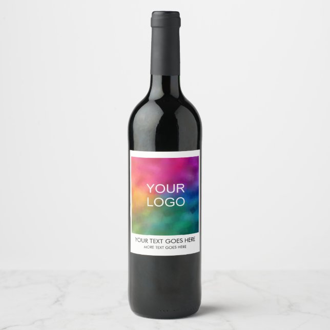 Personalised Company Logo Text Here Template Wine Label (Front)