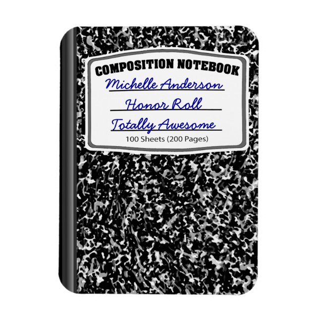 Personalised Composition Notebook Magnet (Vertical)