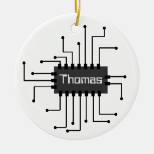 Personalised Computer IC Chip Image Ceramic Tree Decoration