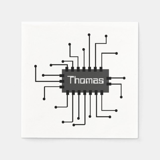 Personalised Computer IC Chip Image Napkin (Front)