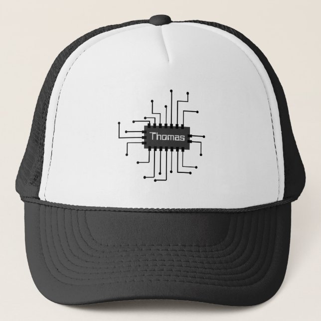 Personalised Computer IC Chip Image Trucker Hat (Front)